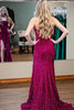 Load image into Gallery viewer, Hot Pink Sheath Sequins Long Formal Dress with Slit