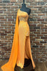 Load image into Gallery viewer, Sparkly Orange Corset One Shoulder Long Formal Dress with Deatchable Train