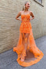 Load image into Gallery viewer, Orange Sheath Corset Long Formal Dress with Appliques