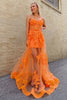 Load image into Gallery viewer, Orange Sheath Corset Long Formal Dress with Appliques