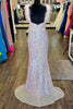 Load image into Gallery viewer, Sparkly White Mermaid Sequins Long Formal Dress with Feathers