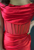 Load image into Gallery viewer, Red Sheath Corset Long Formal Dress with Slit