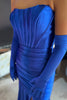 Load image into Gallery viewer, Royal Blue Corset Detachable Sleeves Mermaid Long Formal Dress with Slit