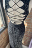 Load image into Gallery viewer, Sparkly Black Sequins Lace-Up Back Long Formal Dress with Slit