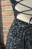 Load image into Gallery viewer, Sparkly Black Sequins Lace-Up Back Long Formal Dress with Slit