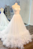 Load image into Gallery viewer, White Corset A-Line Sweetheart Long Formal Dress with Ruffles