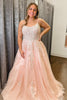 Load image into Gallery viewer, Plus Size Spaghetti Straps Light Pink Long Formal Dress with Appliques