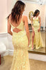 Load image into Gallery viewer, Spaghetti Straps Yellow Long Formal Dress with Appliques