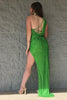 Load image into Gallery viewer, One Shoulder Green Long Formal Dress with Slit