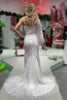 Load image into Gallery viewer, Mermaid One Shoulder White Long Formal Dress with Slit