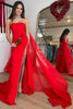 Load image into Gallery viewer, Mermaid Strapless Red Long Formal Dress with Slit