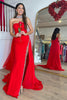 Load image into Gallery viewer, Mermaid Strapless Red Long Formal Dress with Slit