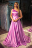 Load image into Gallery viewer, A-Line One Shoulder Purple Long Formal Dress