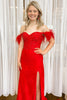 Load image into Gallery viewer, Off the Shoulder Red Corset Formal Dress with Slit