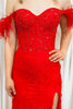 Load image into Gallery viewer, Off the Shoulder Red Corset Formal Dress with Slit