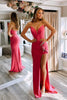 Load image into Gallery viewer, Mermaid Strapless Coral Long Formal Dress with Slit