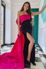 Load image into Gallery viewer, Black Patchwork Strapless Mermaid Long Formal Dress with Back Bowknot
