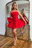 Load image into Gallery viewer, A-Line Satin Red Strapless Short Formal Dress with Bowknot