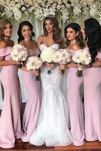 Mermaid Light Pink Long Bridesmaid Dress