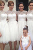 Load image into Gallery viewer, Tulle A-Line White Bridesmaid Dress with Button