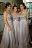 Load image into Gallery viewer, A-Line Sleeveless Grey Long Bridesmaid Dress