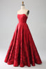 Load image into Gallery viewer, Elegant Princess A-Line Strapless Dark Red Long Formal Dress with 3D Flowers