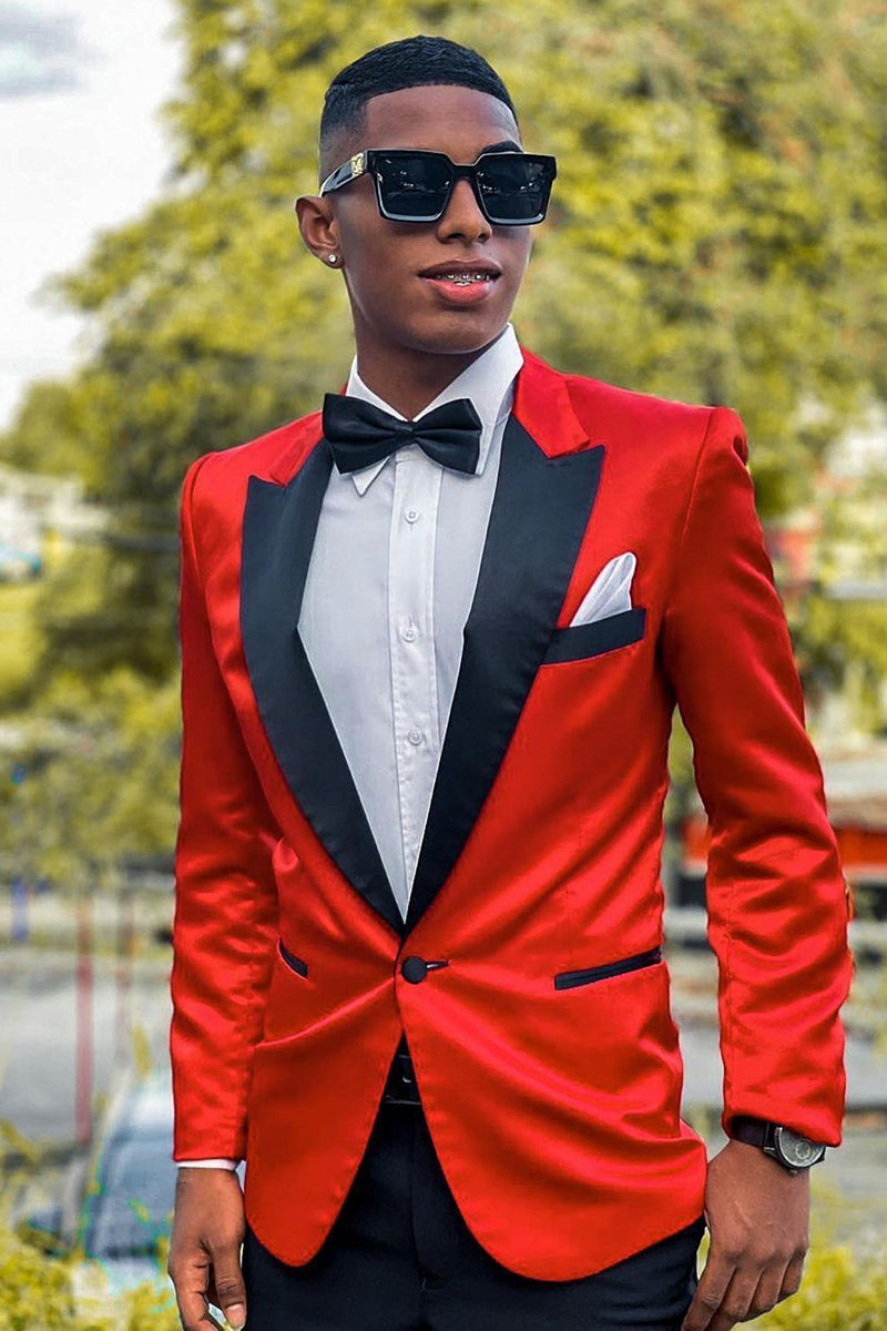 Load image into Gallery viewer, Notched Lapel Red Prom Blazer for Men