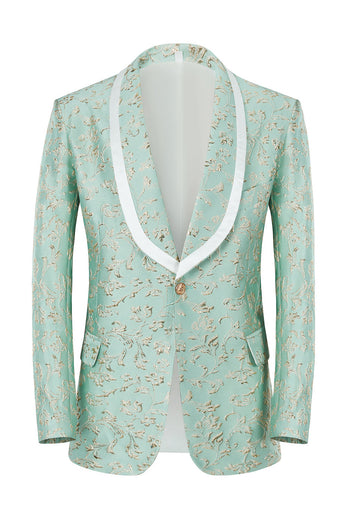 Mint Shawl Lapel Jacquard Men's Prom Suits