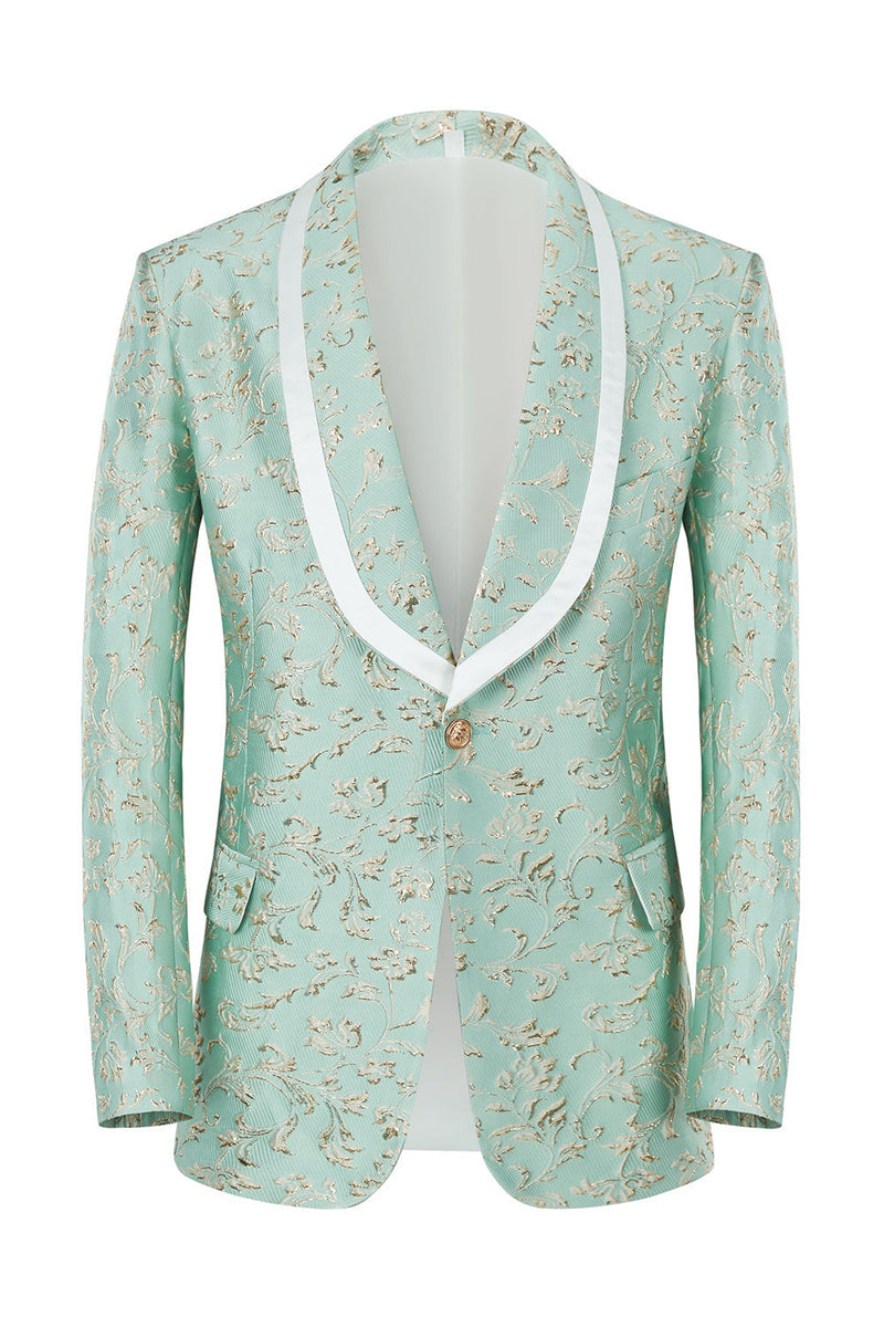 Load image into Gallery viewer, Mint Shawl Lapel Jacquard Men&#39;s Prom Suits