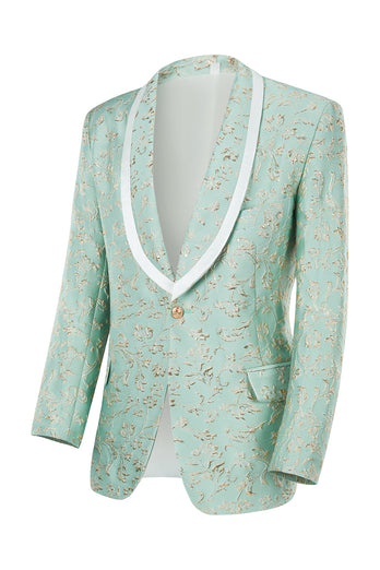 Mint Shawl Lapel Jacquard Men's Prom Suits