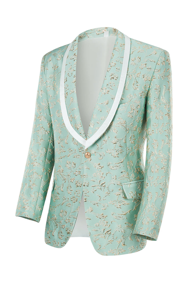 Load image into Gallery viewer, Mint Shawl Lapel Jacquard Men&#39;s Prom Suits