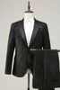 Load image into Gallery viewer, Dark Blue Peak Lapel Jacquard Men&#39;s Formal Suits
