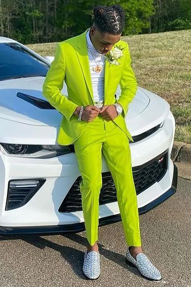 Load image into Gallery viewer, Lemon Yellow Notched Lapel 2 Piece Men&#39;s Prom Suits