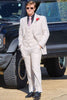 Load image into Gallery viewer, White Jacquard Notched Lapel 3 Piece Formal Wedding Suits