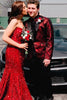 Load image into Gallery viewer, Burgundy Jacquard Shawl Lapel One Button Prom Homecoming Blazer