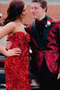 Load image into Gallery viewer, Burgundy Jacquard Shawl Lapel One Button Prom Homecoming Blazer