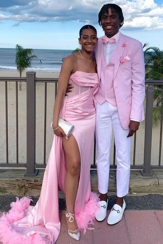 Pink Notched Lapel 3 Piece Men's Prom Suits