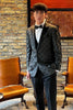 Load image into Gallery viewer, Black Peak Lapel Formal Party Jacquard Men&#39;s Blazer