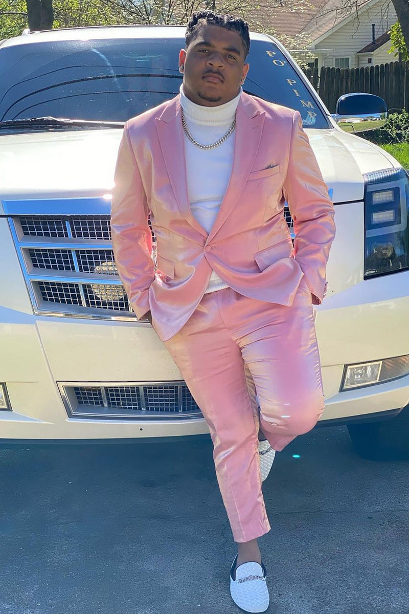 Load image into Gallery viewer, Peak Lapel One Button Light Pink Men&#39;s Prom Suits