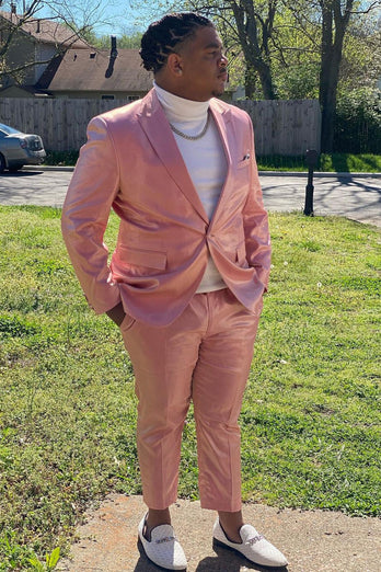 Peak Lapel One Button Light Pink Men's Prom Suits