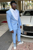 Load image into Gallery viewer, Light Blue 3 Piece Shawl Lapel Men&#39;s Formal Suits