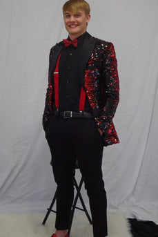 Glitter Burgundy Sequins Peak Lapel Men's Prom Homecoming Jacket