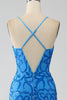 Load image into Gallery viewer, Blue Mermaid Spaghetti Straps Sequins Long Formal Dress