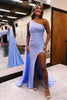 Load image into Gallery viewer, One Shoulder Beaded Lilac Formal Dress with Slit