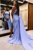 Load image into Gallery viewer, One Shoulder Beaded Lilac Formal Dress with Slit