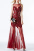 Load image into Gallery viewer, Red Long Tulle Sequin 1920s Dress