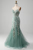 Load image into Gallery viewer, Mermaid Lace-Up Back Light Green Formal Dress with Appliques