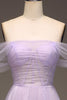 Load image into Gallery viewer, Lilac Off the Shoulder A Line Tulle Princess Formal Dress With Slit