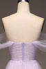 Load image into Gallery viewer, Lilac Off the Shoulder A Line Tulle Princess Formal Dress With Slit