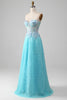 Load image into Gallery viewer, Sky Blue Sweetheart Corset Formal Dress with Sequins